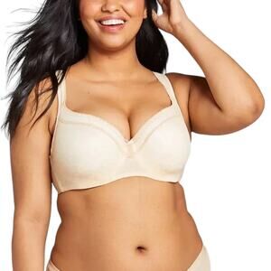 Cacique Modern Lace Lightly Lined Underwire Balconette Bra Cafe Mocha Size 42F